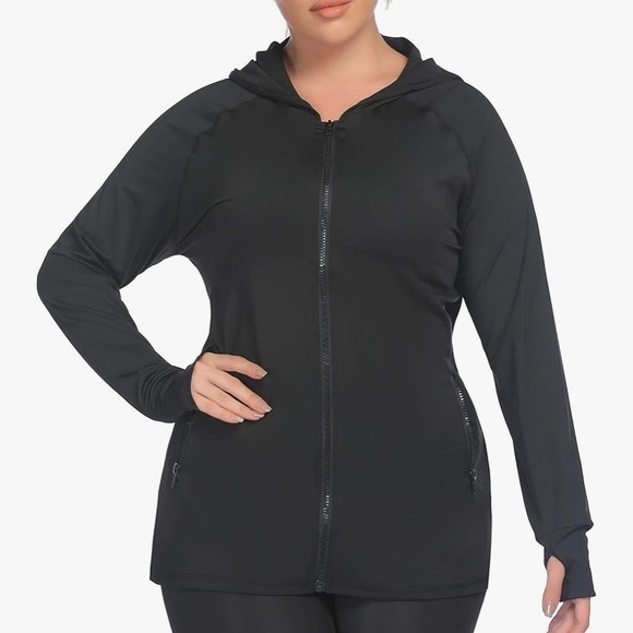 Black Hoodie plus size Zipper Sweatshirt - Picture 2 of 7